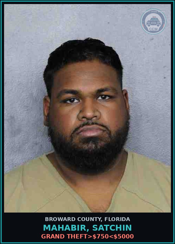 Booking mugshot of MAHABIR, SATCHIN in Broward County