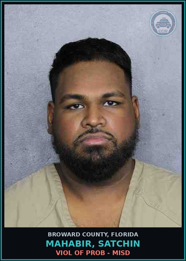 Booking mugshot of MAHABIR, SATCHIN in Broward County