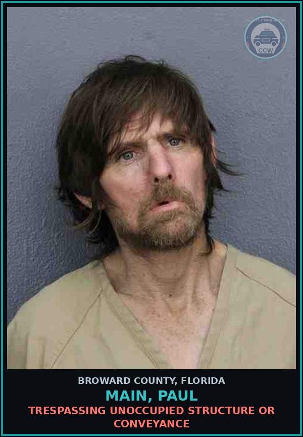 Booking mugshot of MAIN, PAUL in Broward County