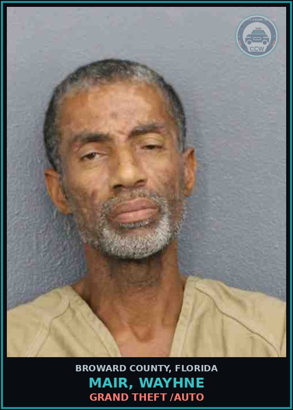 Booking mugshot of MAIR, WAYHNE in Broward County