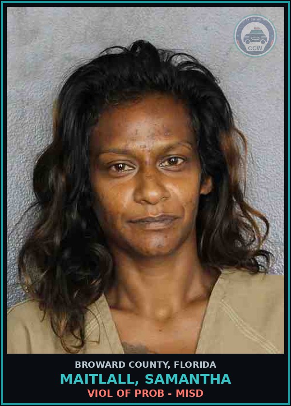 Booking mugshot of MAITLALL, SAMANTHA in Broward County