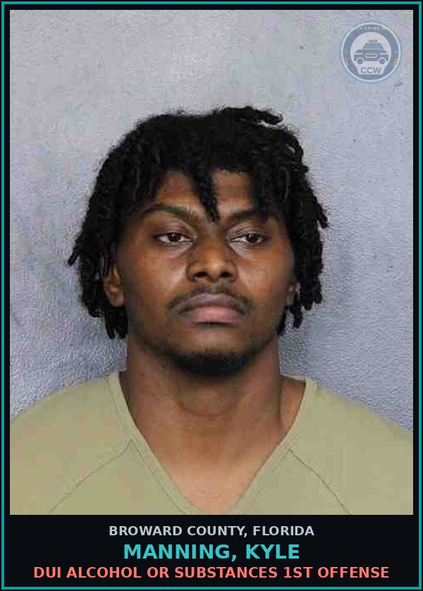 Booking mugshot of MANNING, KYLE in Broward County