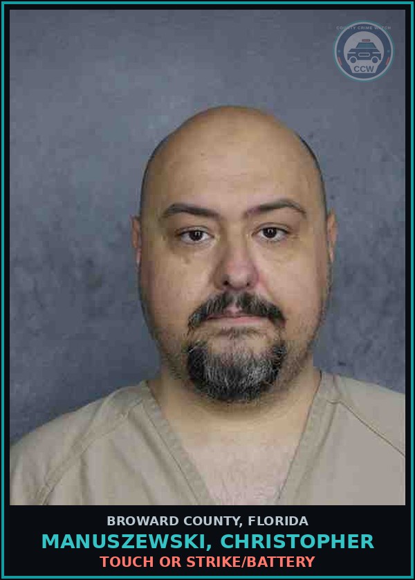 Booking mugshot of MANUSZEWSKI, CHRISTOPHER in Broward County
