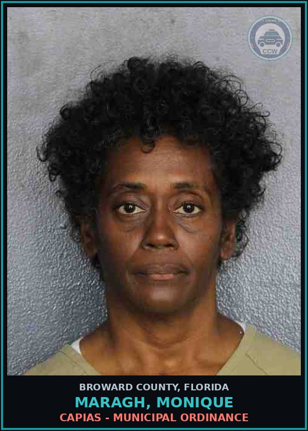 Booking mugshot of MARAGH, MONIQUE in Broward County