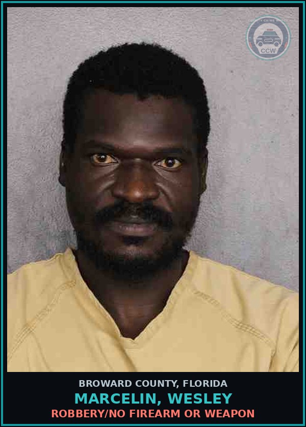 Booking mugshot of MARCELIN, WESLEY in Broward County