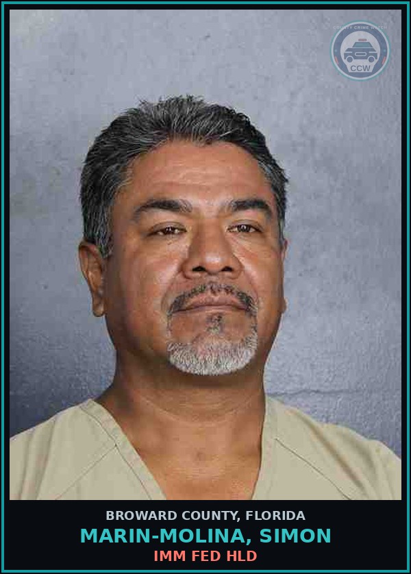 Booking mugshot of MARIN-MOLINA, SIMON in Broward County