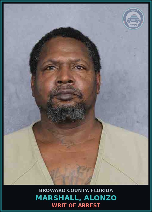 Booking mugshot of MARSHALL, ALONZO in Broward County