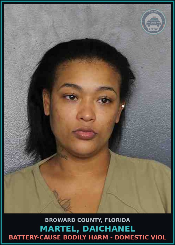 Booking mugshot of MARTEL, DAICHANEL in Broward County
