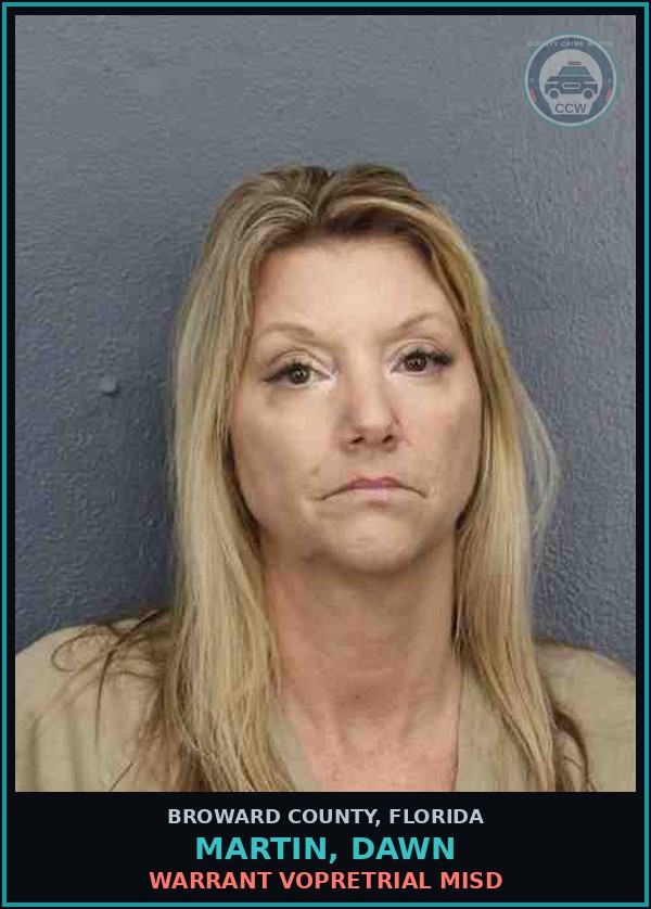 Booking mugshot of MARTIN, DAWN in Broward County