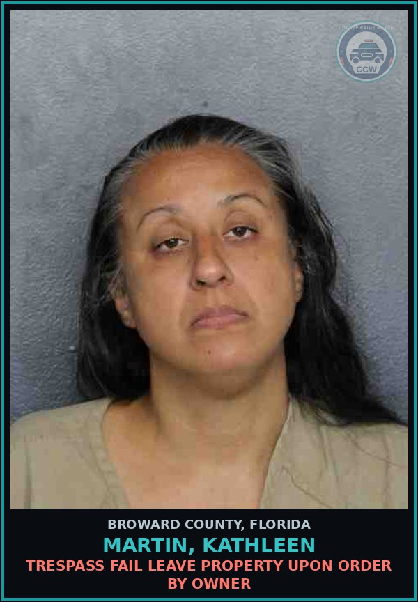 Booking mugshot of MARTIN, KATHLEEN in Broward County