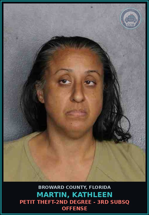 Booking mugshot of MARTIN, KATHLEEN in Broward County