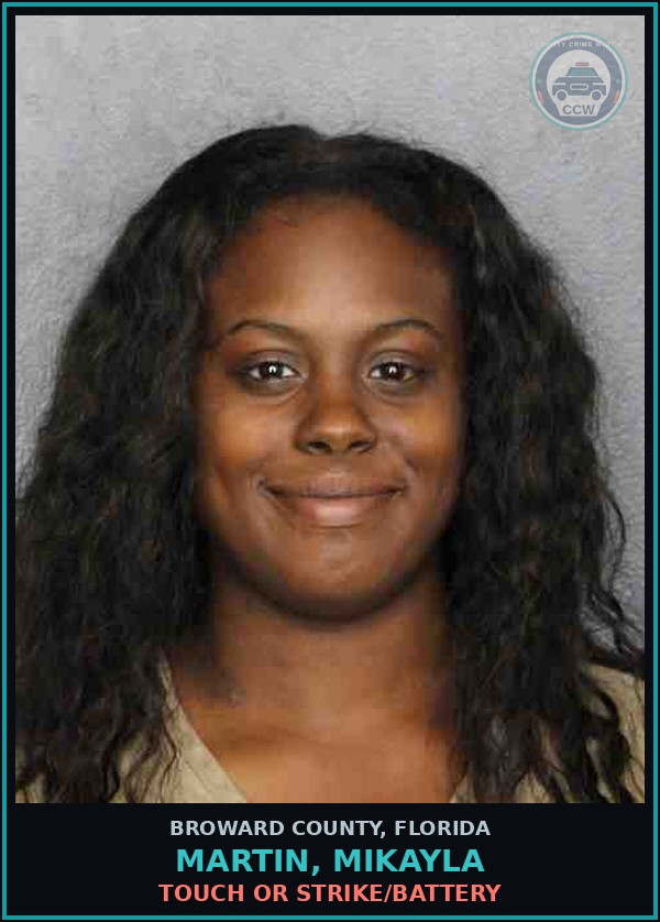 Booking mugshot of MARTIN, MIKAYLA in Broward County