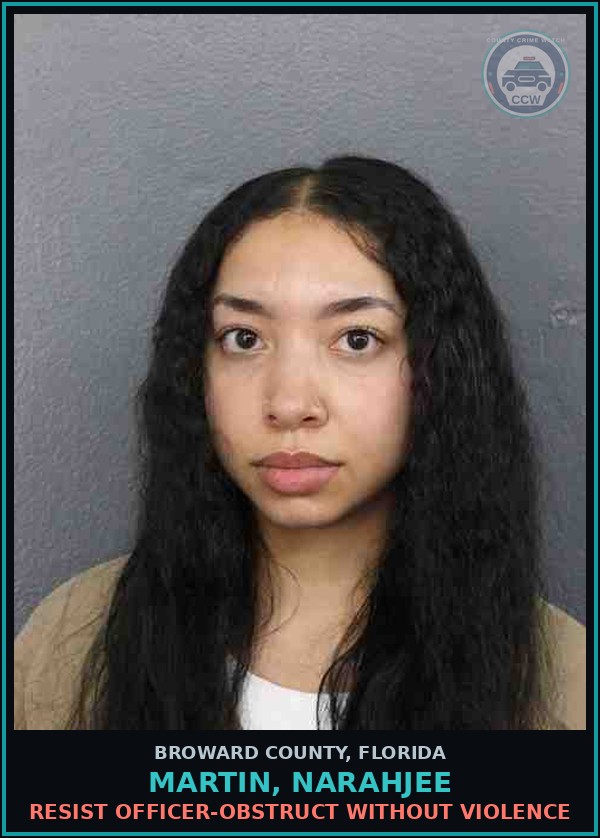 Booking mugshot of MARTIN, NARAHJEE in Broward County