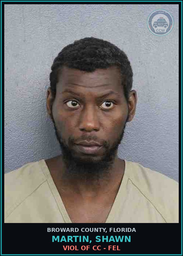 Booking mugshot of MARTIN, SHAWN in Broward County