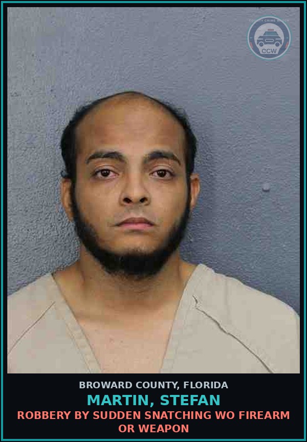 Booking mugshot of MARTIN, STEFAN in Broward County