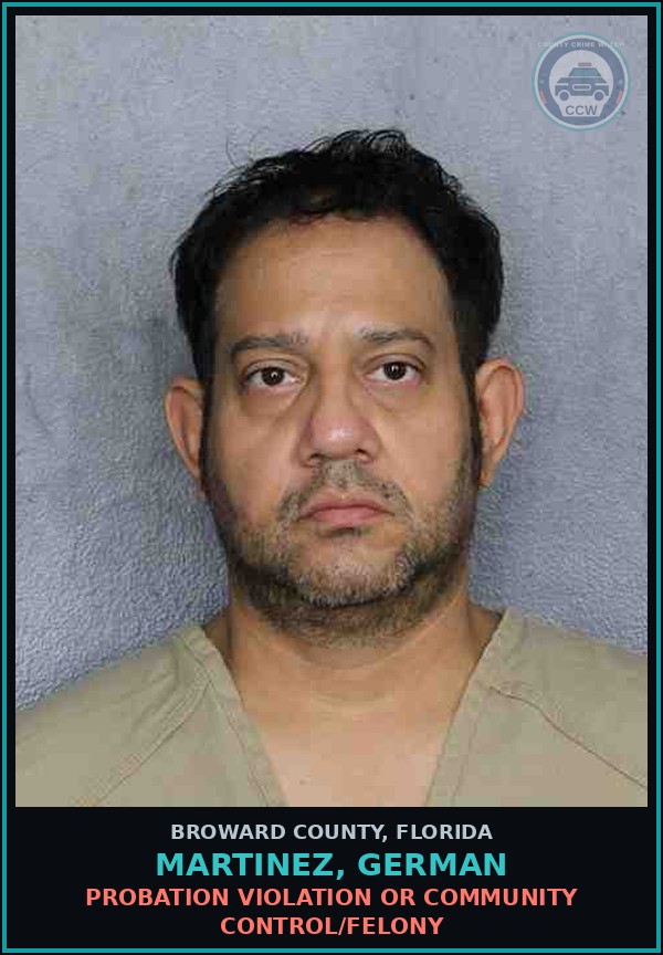Booking mugshot of MARTINEZ, GERMAN in Broward County