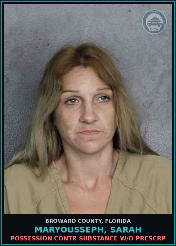 Booking mugshot of MARYOUSSEPH, SARAH in Broward County