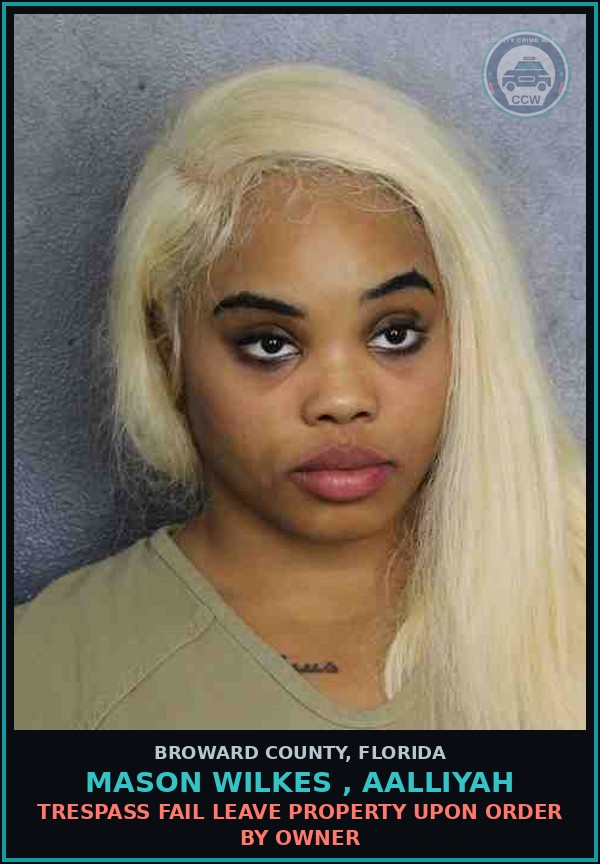 Booking mugshot of MASON WILKES , AALLIYAH in Broward County