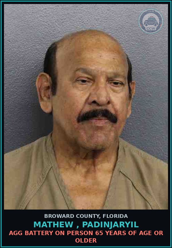 Booking mugshot of MATHEW , PADINJARYIL in Broward County