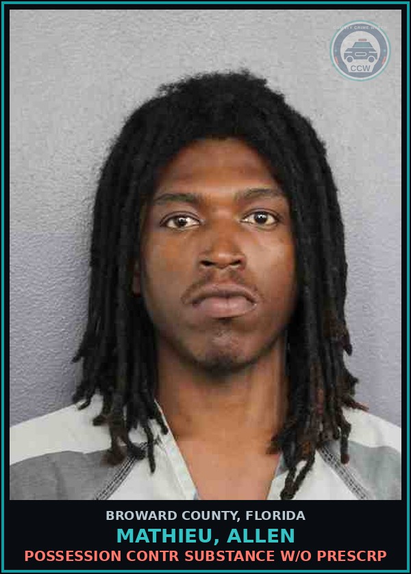 Booking mugshot of MATHIEU, ALLEN in Broward County