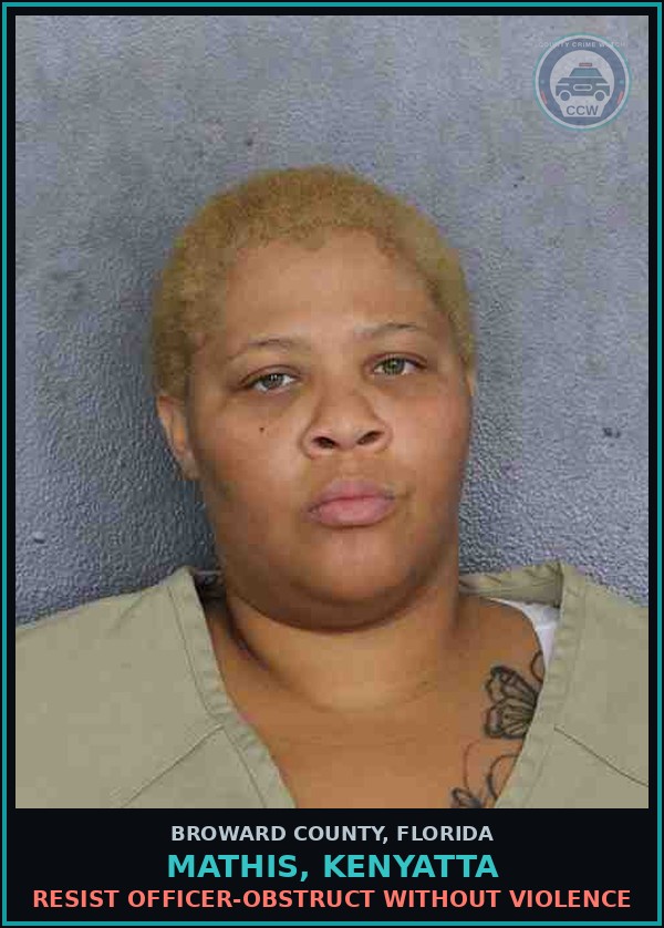Booking mugshot of MATHIS, KENYATTA in Broward County