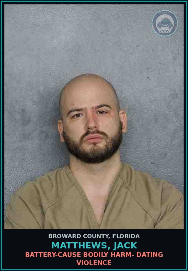 Booking mugshot of MATTHEWS, JACK in Broward County