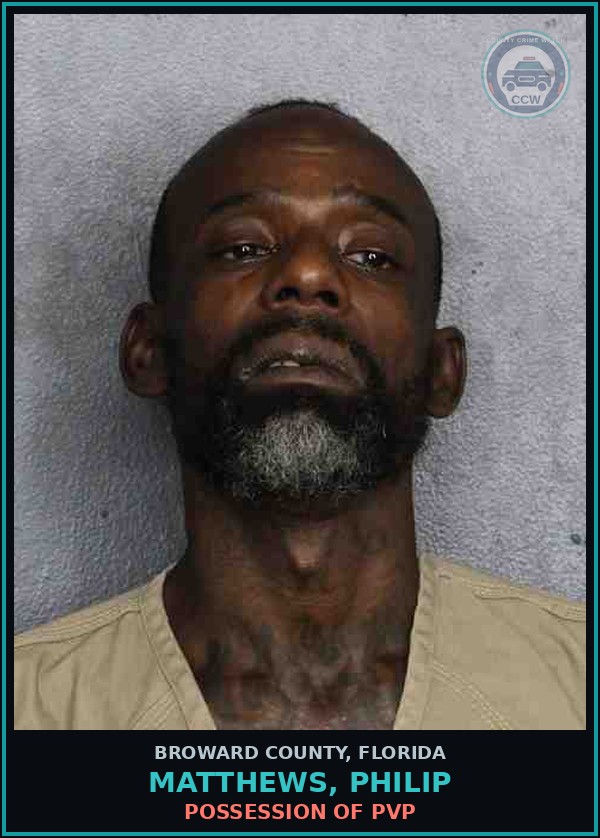 Booking mugshot of MATTHEWS, PHILIP in Broward County