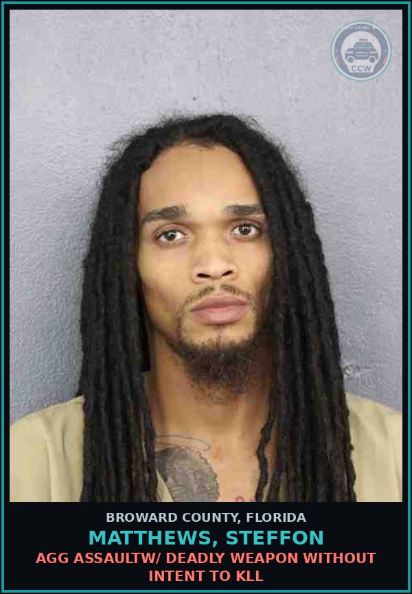 Booking mugshot of MATTHEWS, STEFFON in Broward County