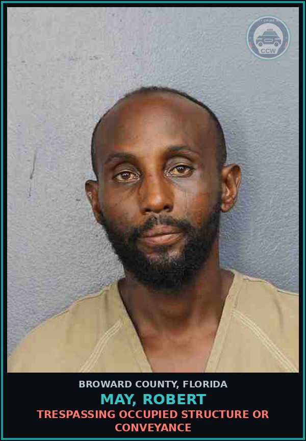 Booking mugshot of MAY, ROBERT in Broward County