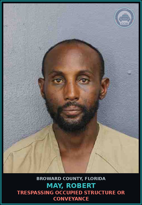 Booking mugshot of MAY, ROBERT in Broward County