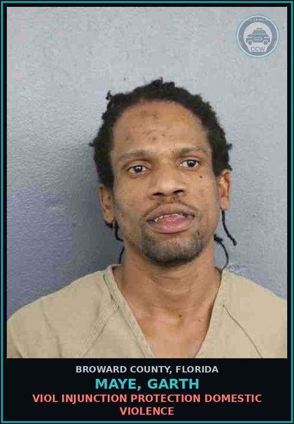 Booking mugshot of MAYE, GARTH in Broward County