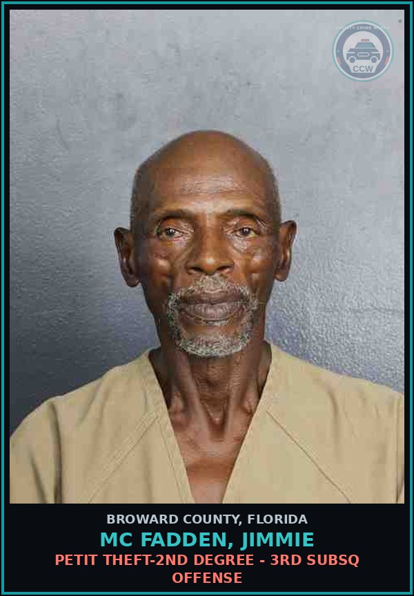 Booking mugshot of MC FADDEN, JIMMIE in Broward County
