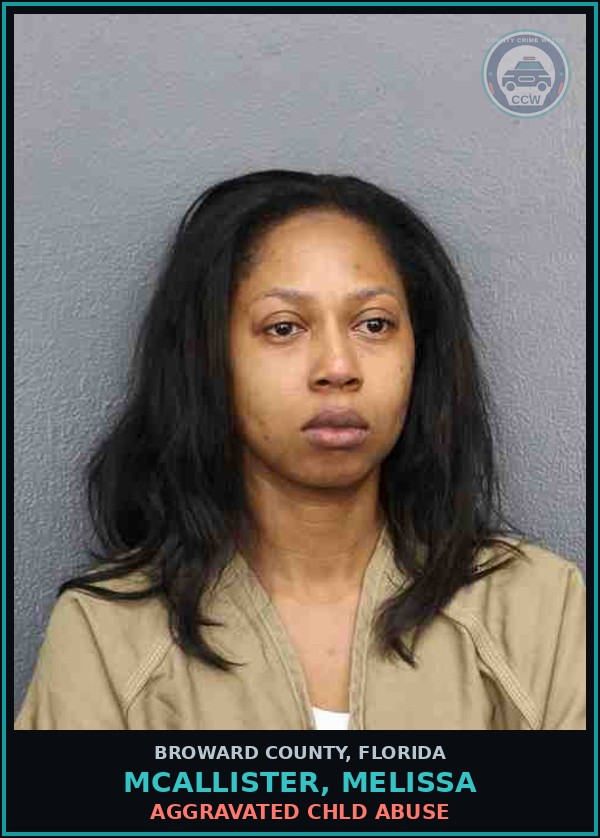 Booking mugshot of MCALLISTER, MELISSA in Broward County