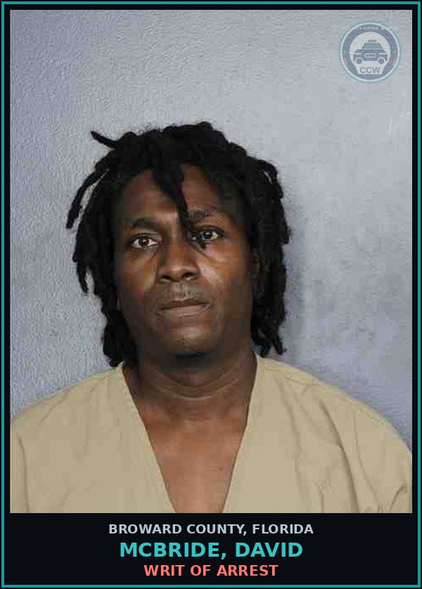 Booking mugshot of MCBRIDE, DAVID in Broward County