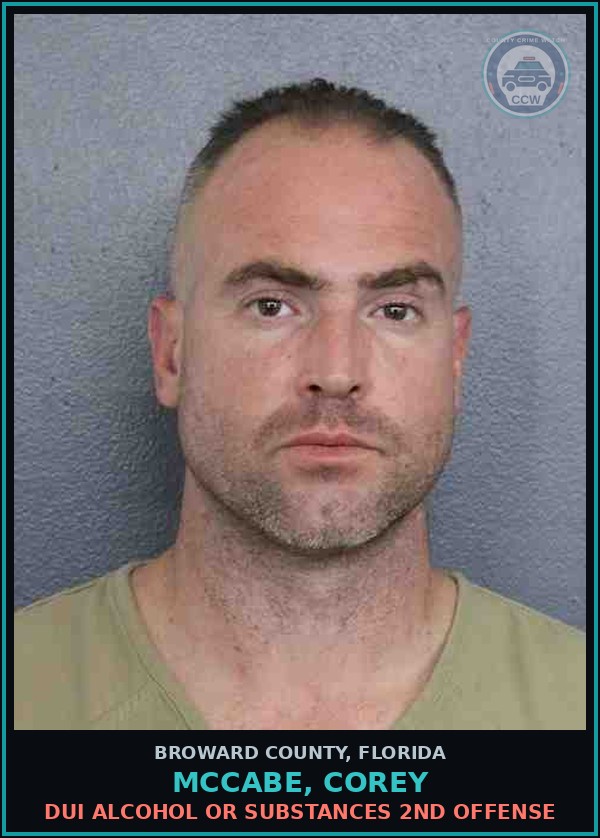 Booking mugshot of MCCABE, COREY in Broward County