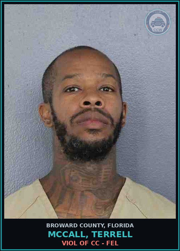 Booking mugshot of MCCALL, TERRELL in Broward County