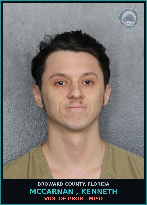 Booking mugshot of MCCARNAN , KENNETH in Broward County