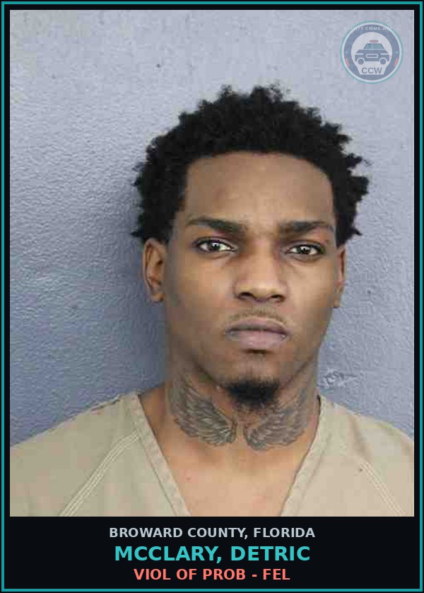 Booking mugshot of MCCLARY, DETRIC in Broward County