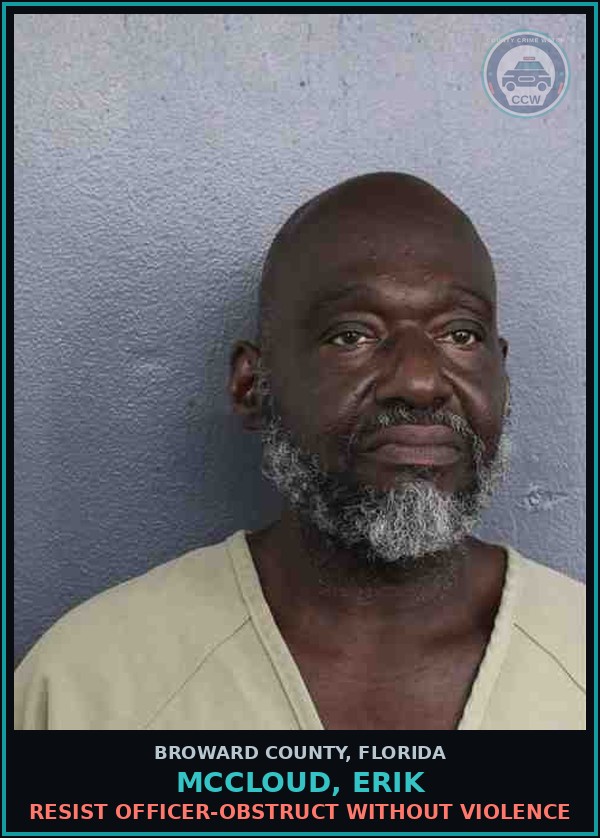 Booking mugshot of MCCLOUD, ERIK in Broward County