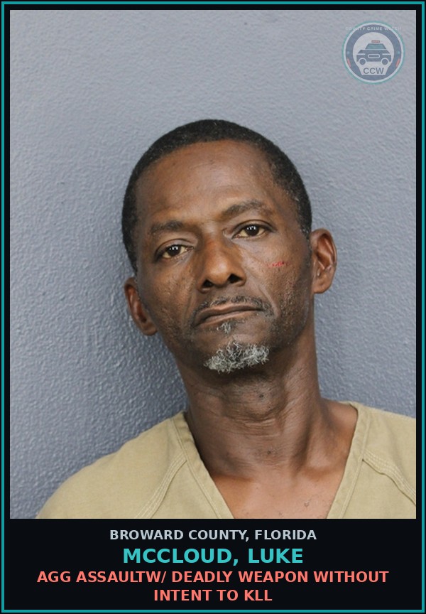 Booking mugshot of MCCLOUD, LUKE in Broward County