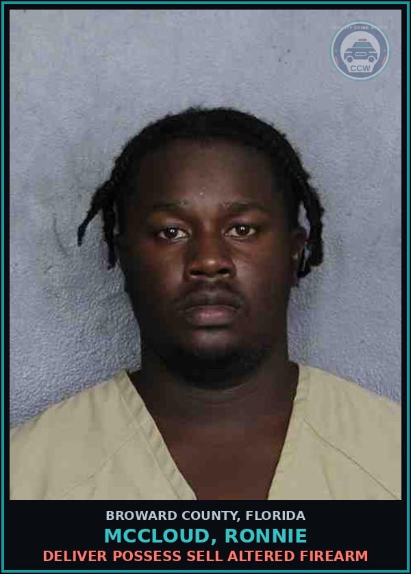 Booking mugshot of MCCLOUD, RONNIE in Broward County