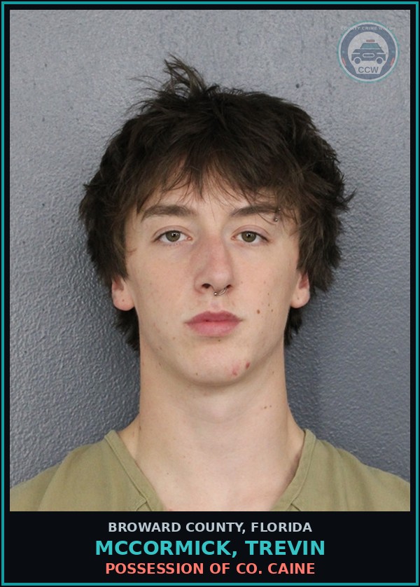 Booking mugshot of MCCORMICK, TREVIN in Broward County