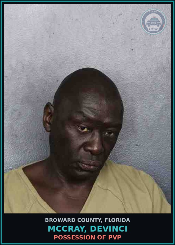 Booking mugshot of MCCRAY, DEVINCI in Broward County