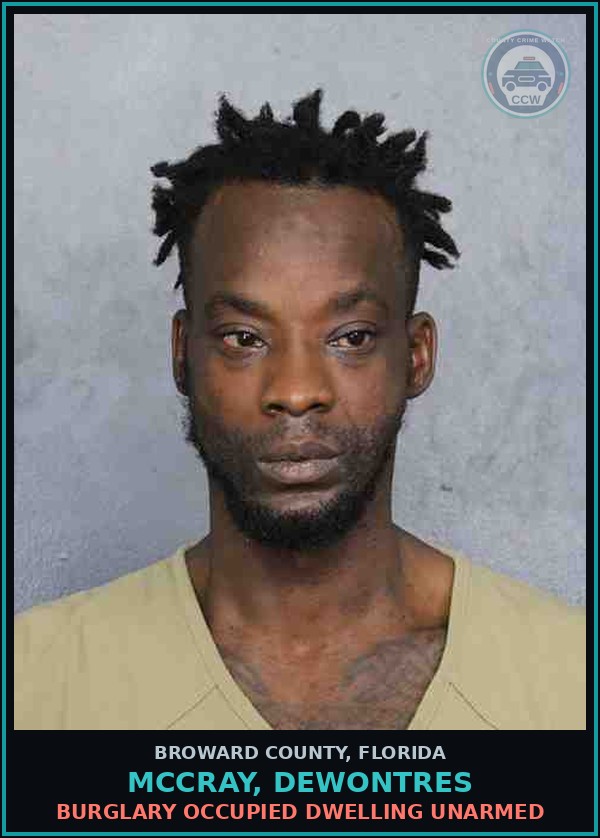 Booking mugshot of MCCRAY, DEWONTRES in Broward County