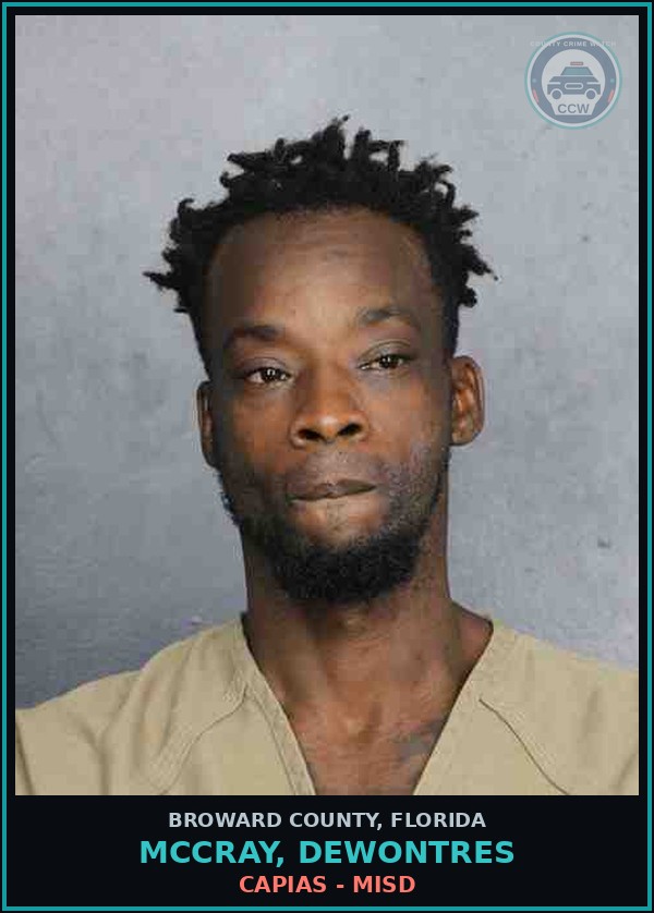 Booking mugshot of MCCRAY, DEWONTRES in Broward County