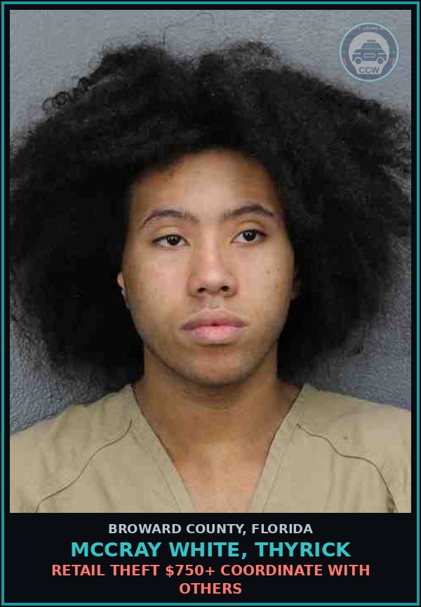 Booking mugshot of MCCRAY WHITE, THYRICK in Broward County