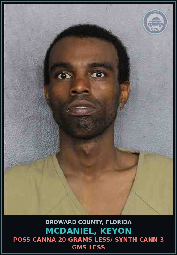 Booking mugshot of MCDANIEL, KEYON in Broward County