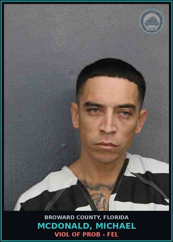 Booking mugshot of MCDONALD, MICHAEL in Broward County