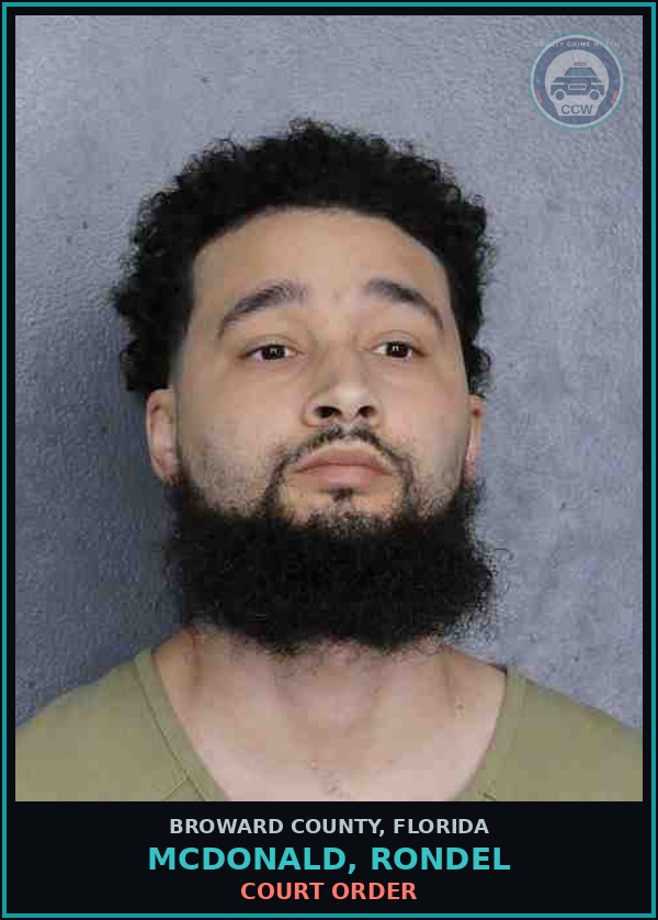 Booking mugshot of MCDONALD, RONDEL in Broward County