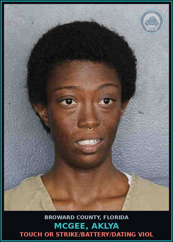 Booking mugshot of MCGEE, AKLYA in Broward County